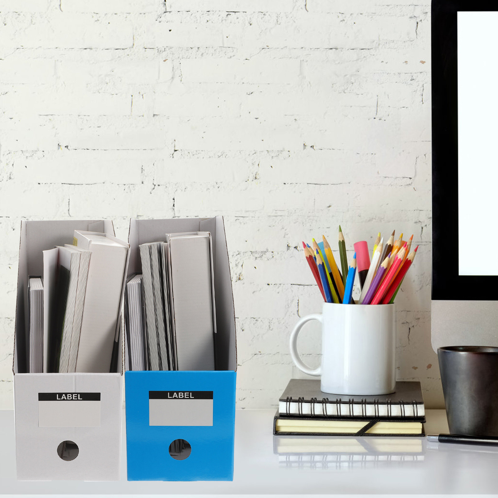 Magazine Holder Rack - 3-delige bureau-organizer voor bestanden, gemonteerde opbergdoos