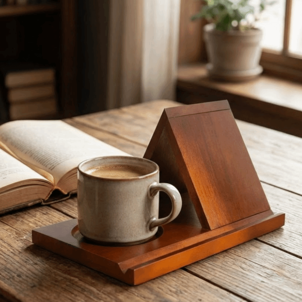 Magazine Holder Rack - Minimalistische 2-in-1 driehoekige houten boekenhouder Stevige